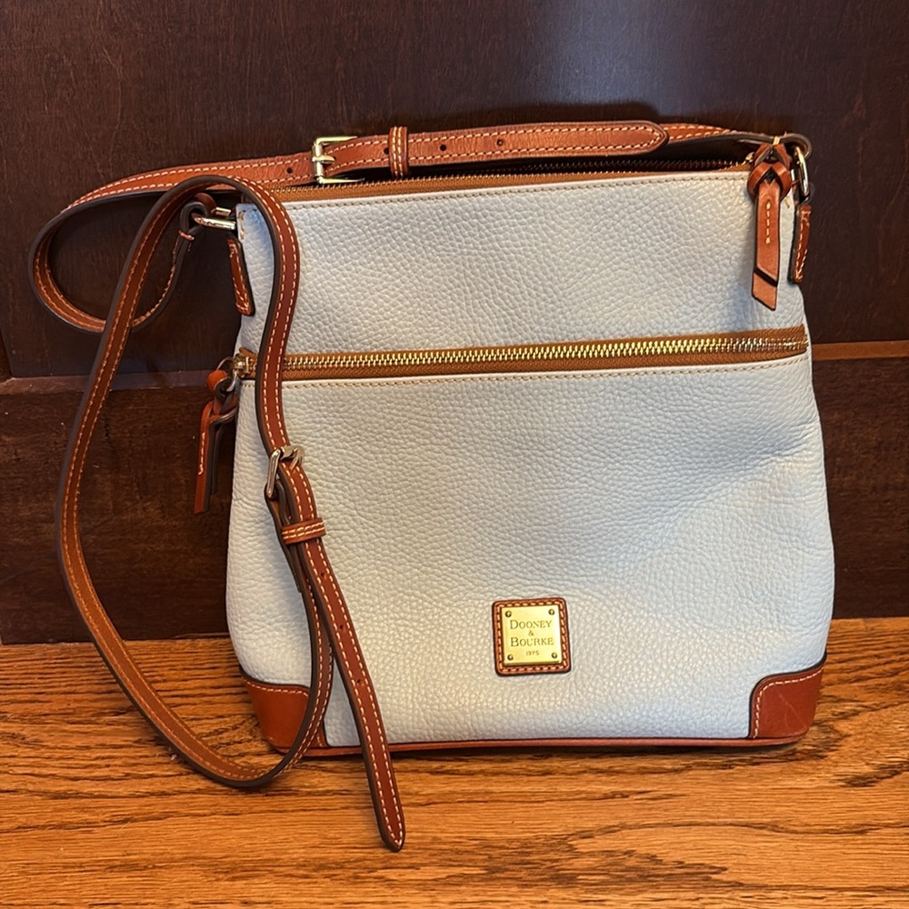 Dooney & Bourke Blue and Brown Crossbody Bag with Leather Trim - Picture 6 of 11